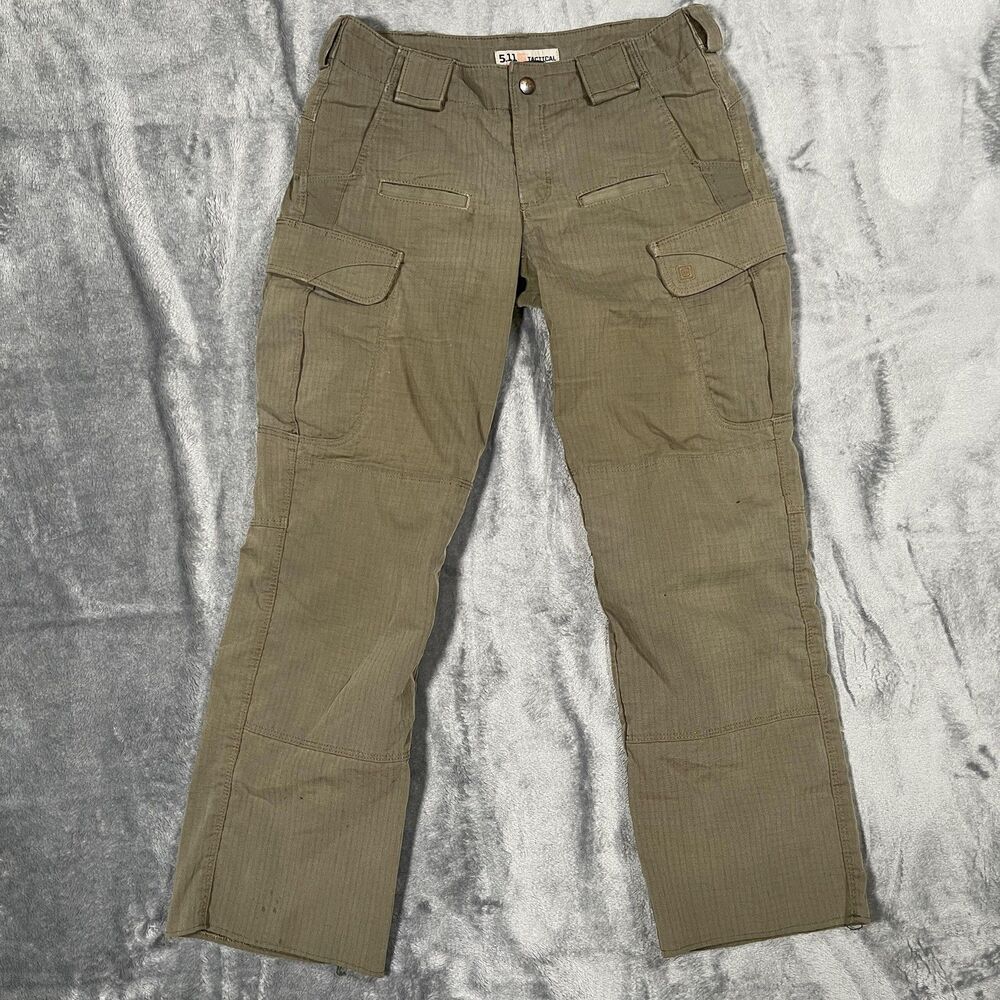5.11 Tactical Cargo Pants Womens 4 Green Ripstop Workwear Pockets Tactical